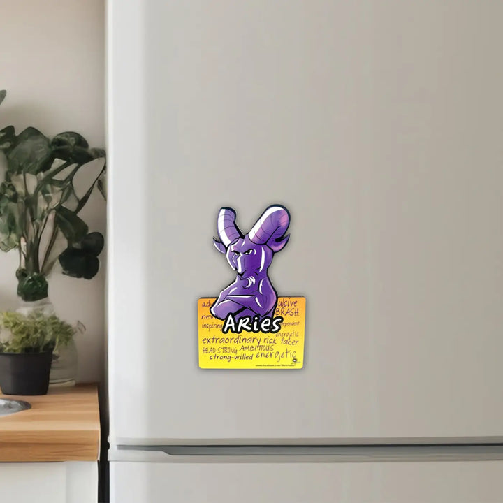 Printed Aries Zodiac Sign MDF Wood Fridge Magnet