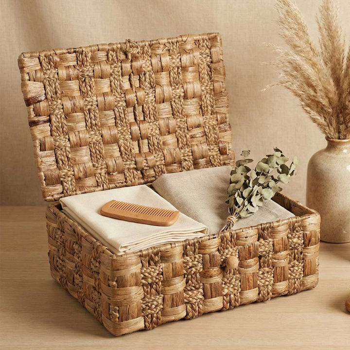 Handmade Water Hyacinth French Braided Box