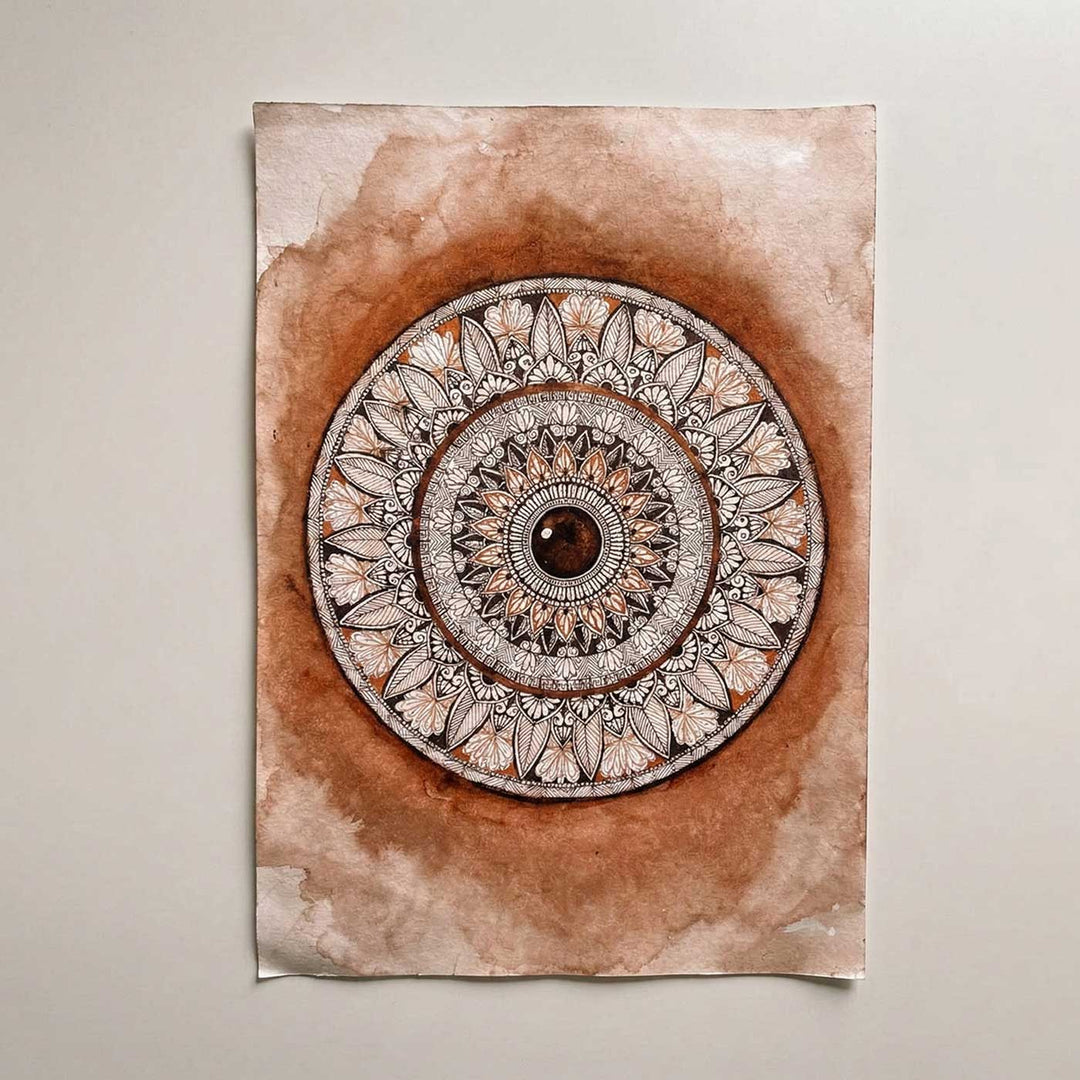 8 x 11.8 Inch | Handmade Paper Mandala Coffee Painting
