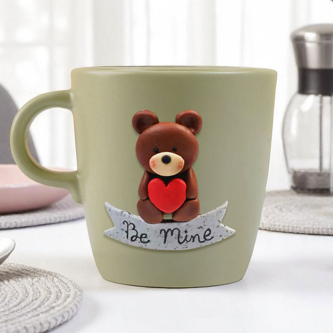 Personalized Teddy & Heart Mug With 3D Clay Figurine
