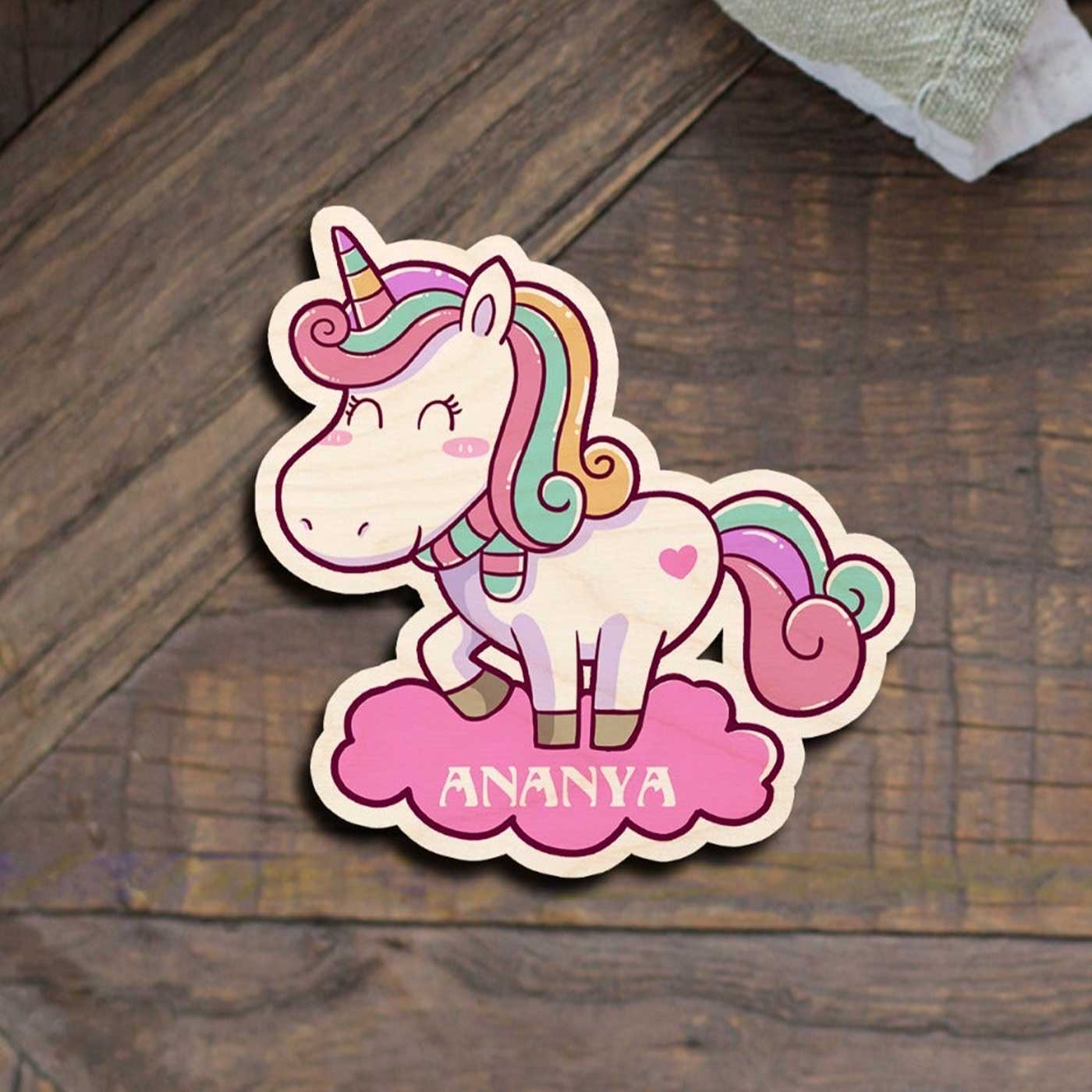 Buy Personalized Printed Unicorn Theme Wooden Fridge Magnet Online