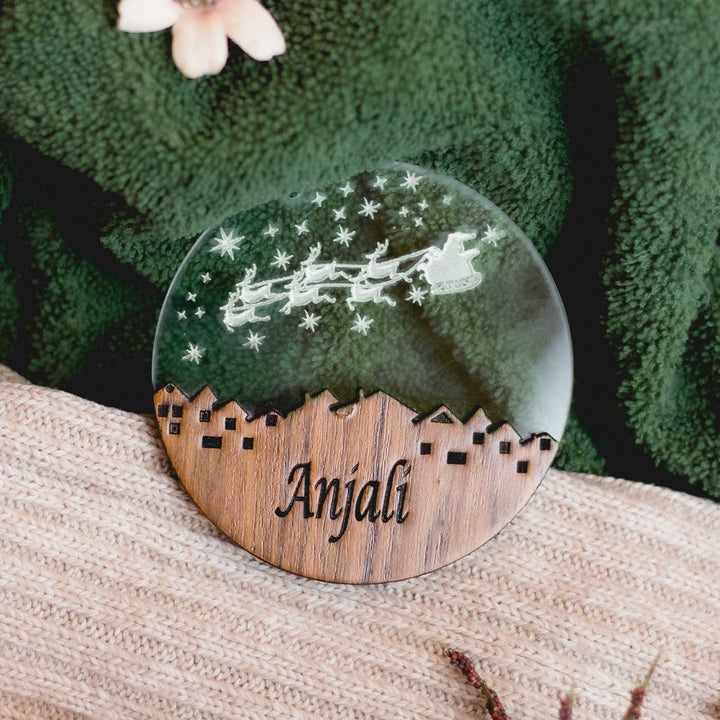 Personalized Teak Wood Musical Ornaments For Christmas Tree Decoration | Set Of 3