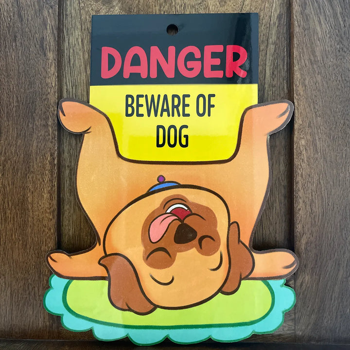 Printed Cute "Danger Beware Of The Dog" MDF Wood Wall Decor