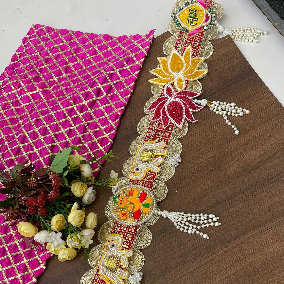 Handmade Beaded Ganesh Design Jute Toran