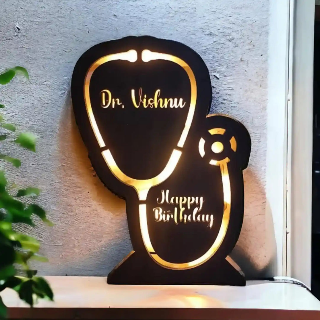 Personalized Doctor Theme MDF Wood Table Lamp