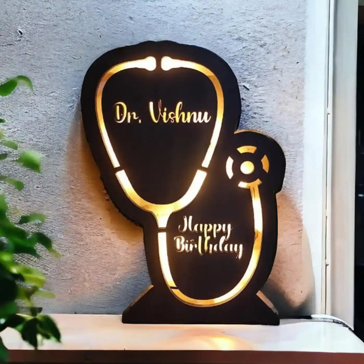 Personalized Doctor Theme MDF Wood Table Lamp