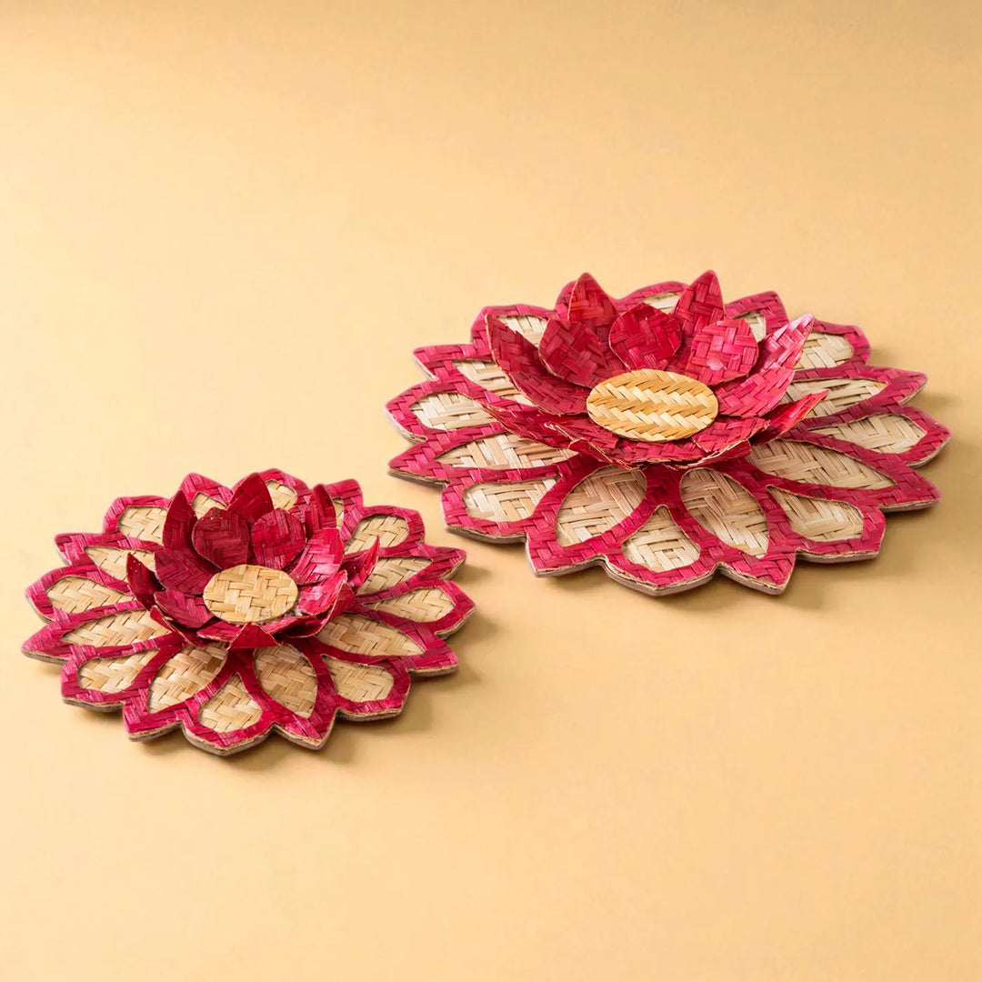 Rangoli Lotus Eco-Friendly Handmade Woven Bamboo Tealight Holder