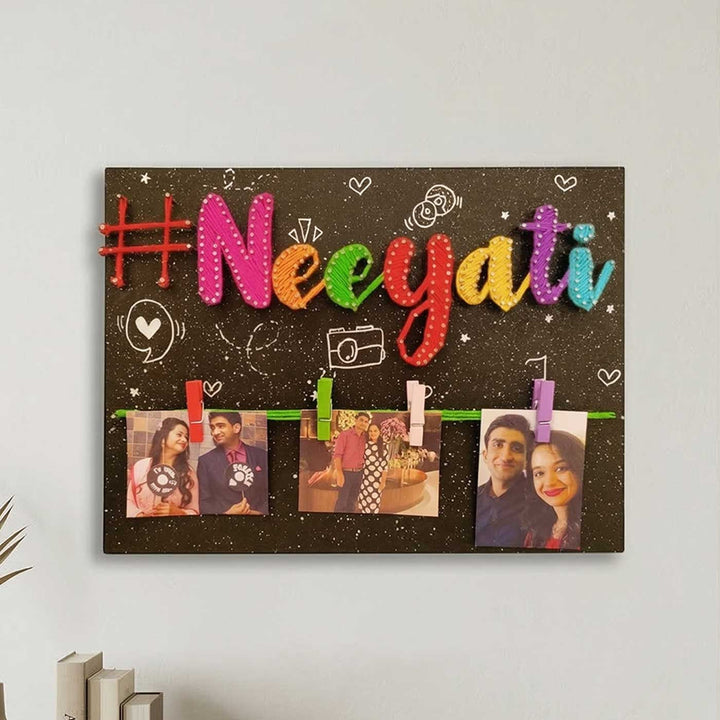Photo Personalized String Art Hashtag Wooden Name Plate