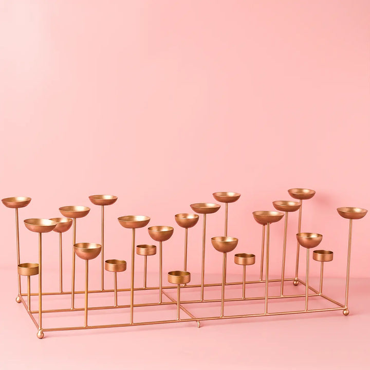 24 Inch | Decorative 3 Row Metal Tealight Holder