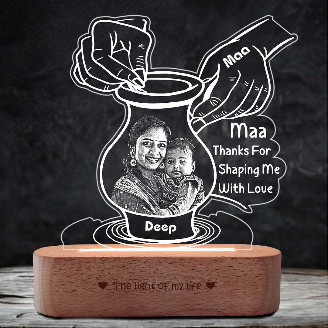 Photo Personalized Pottery Theme Acrylic Lamp For Mothers