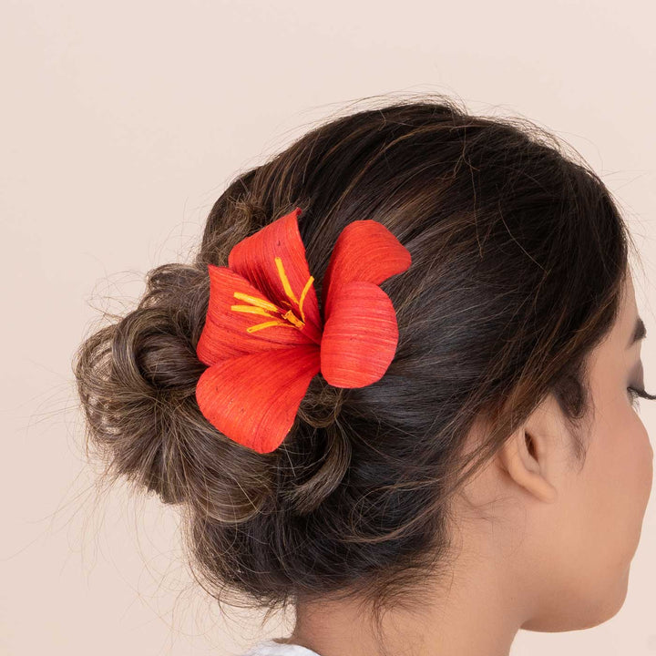 Handmade Hibiscus Design Bamboo Bunstick