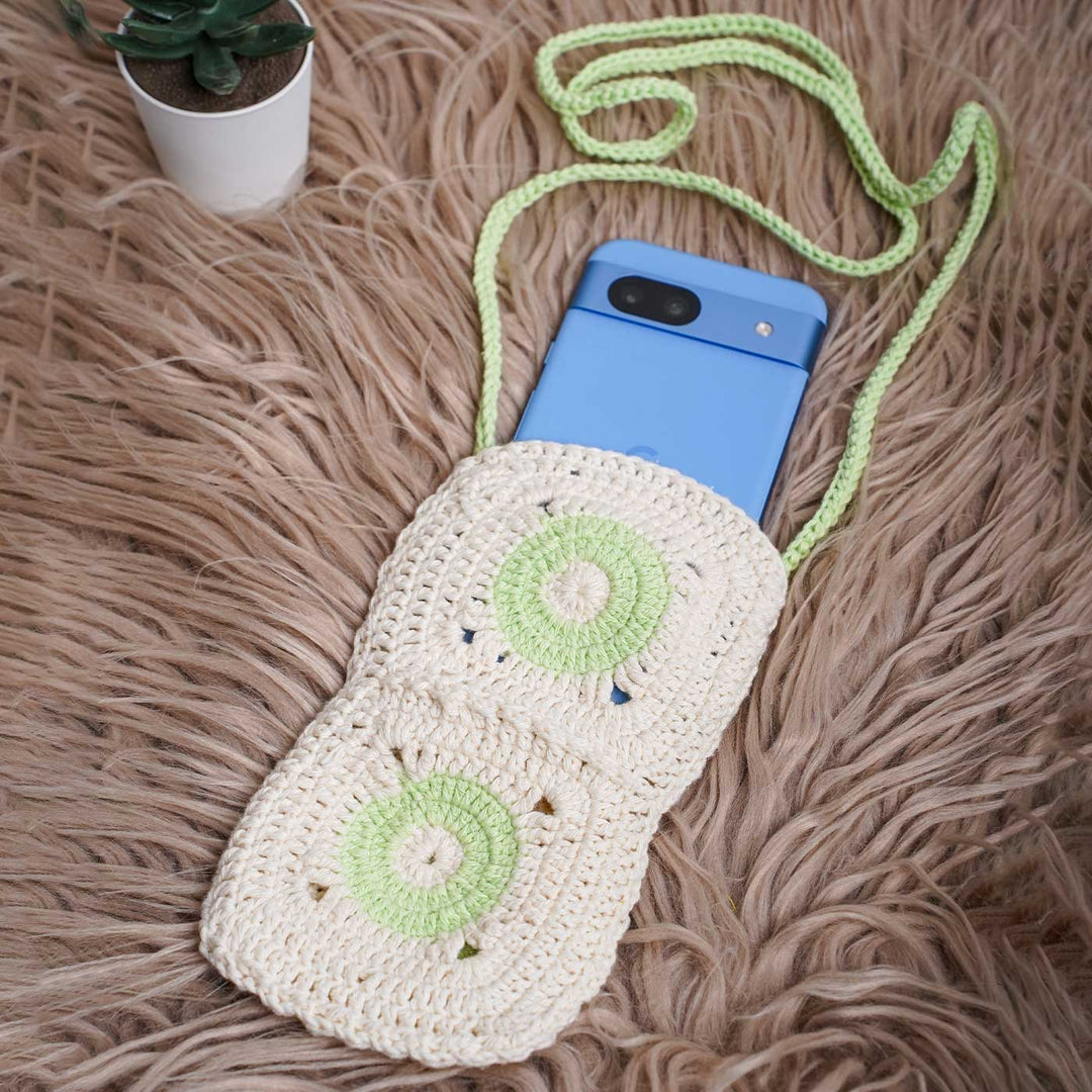 Handmade Crochet The Kiwi Cotton Mobile Sling Bag