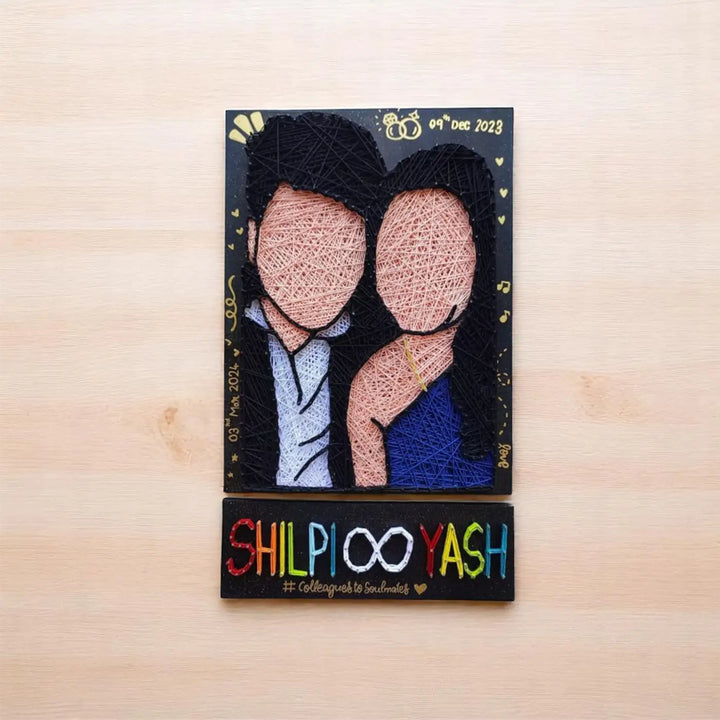 Photo Personalized Handmade String Art Engagement Theme MDF Wood Name Plate