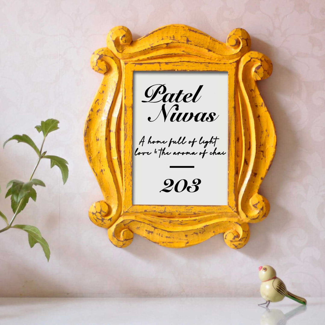 Friends Signature Wooden Personalised Distress Finish Teak Wood Nameplate