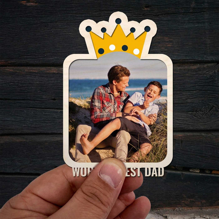 Photo Personalized Printed "World's Best Dad" Wooden Fridge Magnet