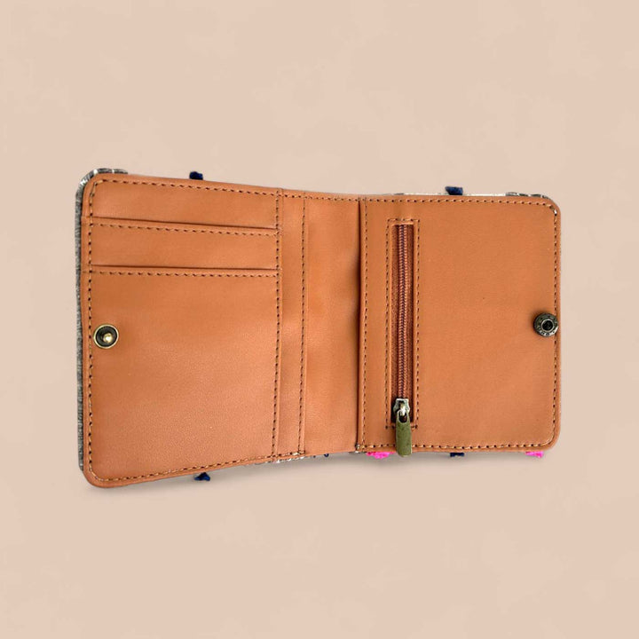 Handmade Embroidered Neo Beige Design Jacquard Wallet