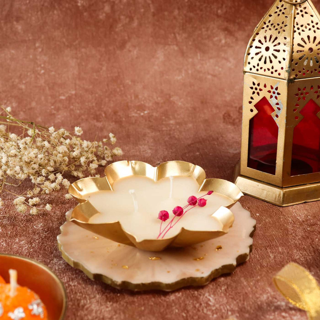 4 Inch | Handmade Floral Soy Wax Scented Urli Diya