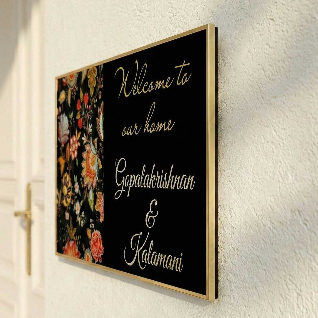 Personalized Black Floral Theme Resin Name Plate