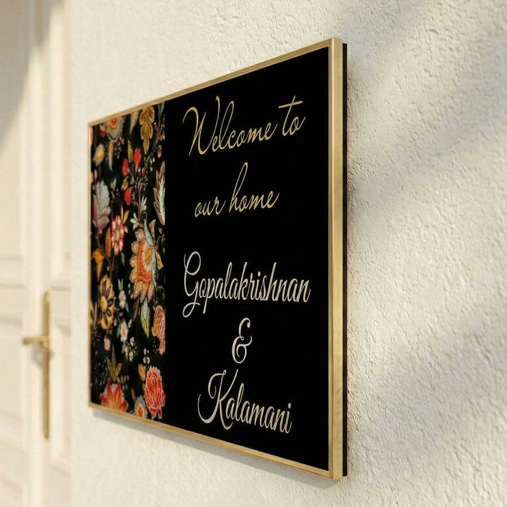 Personalized Black Floral Theme Resin Name Plate