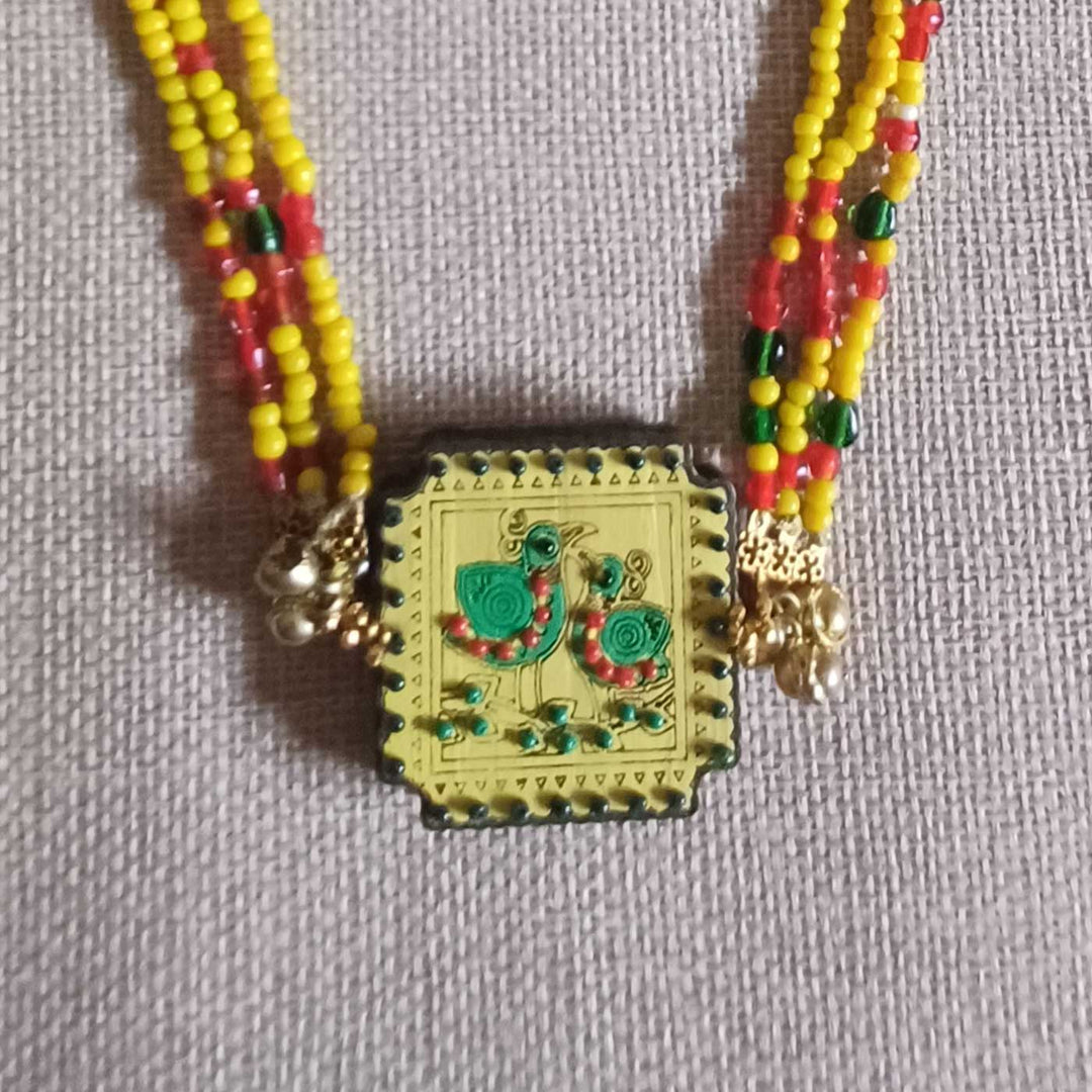 Handmade Pair Of Parrot Design Wooden Necklace