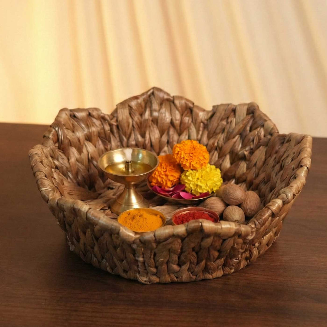Handmade Water Hyacinth Lotus Tray