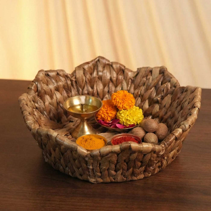 Handmade Water Hyacinth Lotus Tray