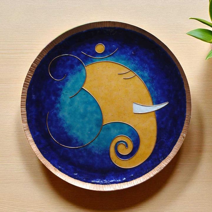 Handmade Ganesha Omkar Theme Copper Wall Plate