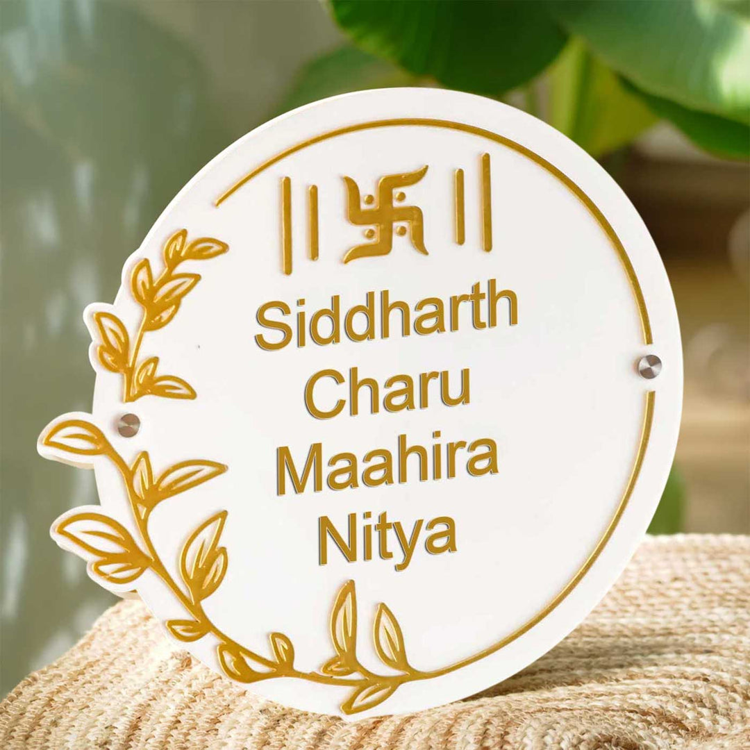 Personalized Leaf Theme Acrylic Name Plate