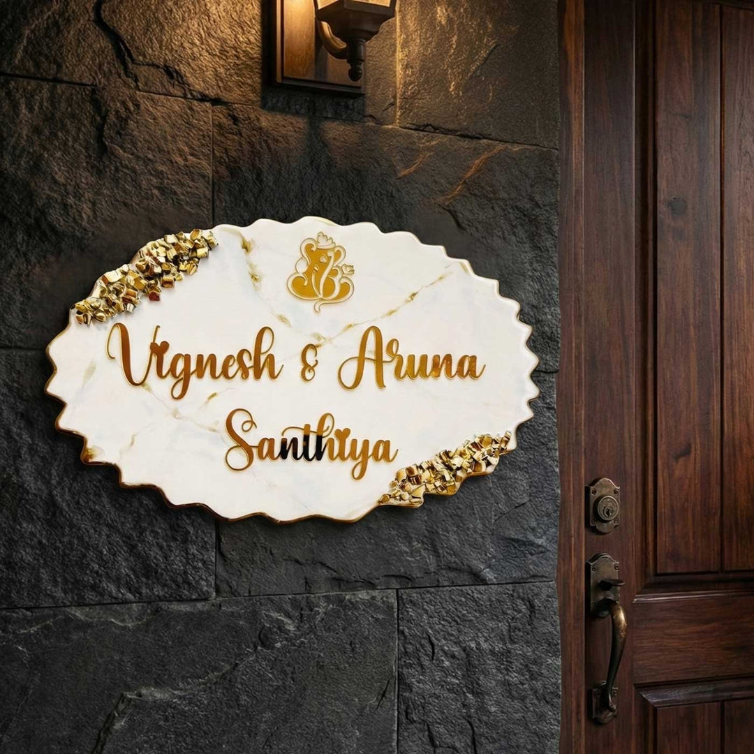 Personalized White Oval Resin Name Plate