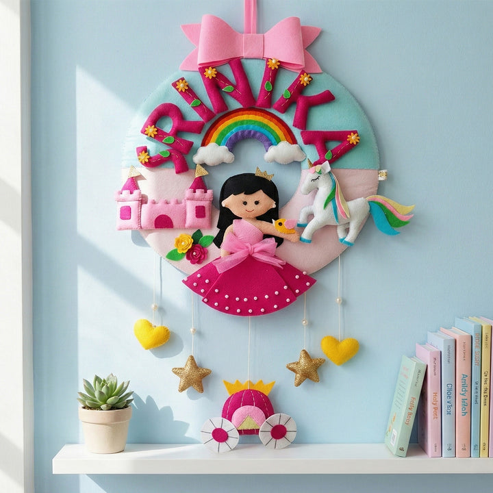 Hand-stitched Princess Theme Felt Nameplate For Girls