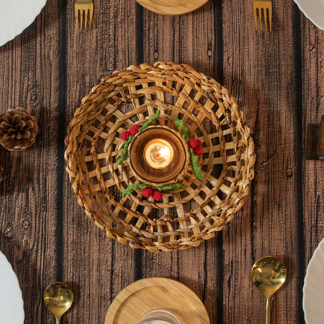 Ecofriendly Banana Holly Berry Candle Wreath