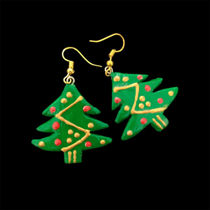 Handmade Christmas Tree Clay Earrings | Secret Santa Gift Ideas