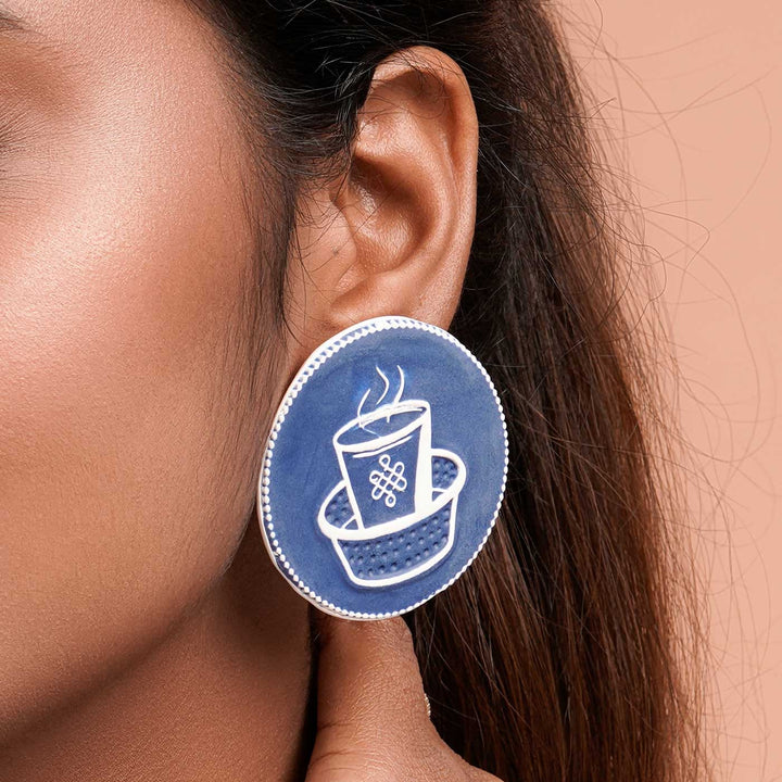 Handmade Polymer Clay Dabara Filter Coffee Design Earrings