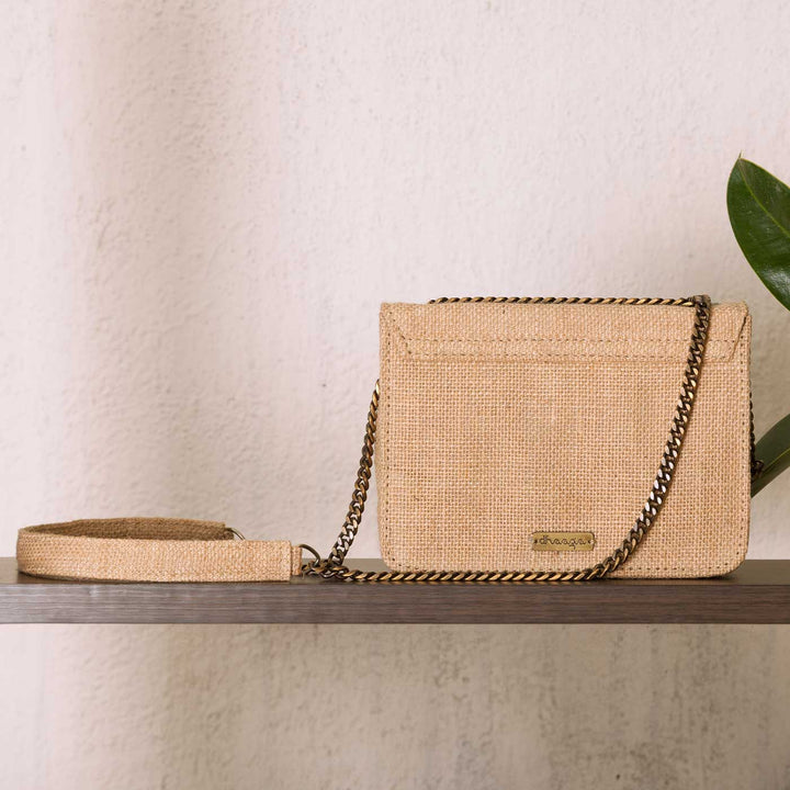 Personalized Embroidered Buttercups Beige Flap Bag