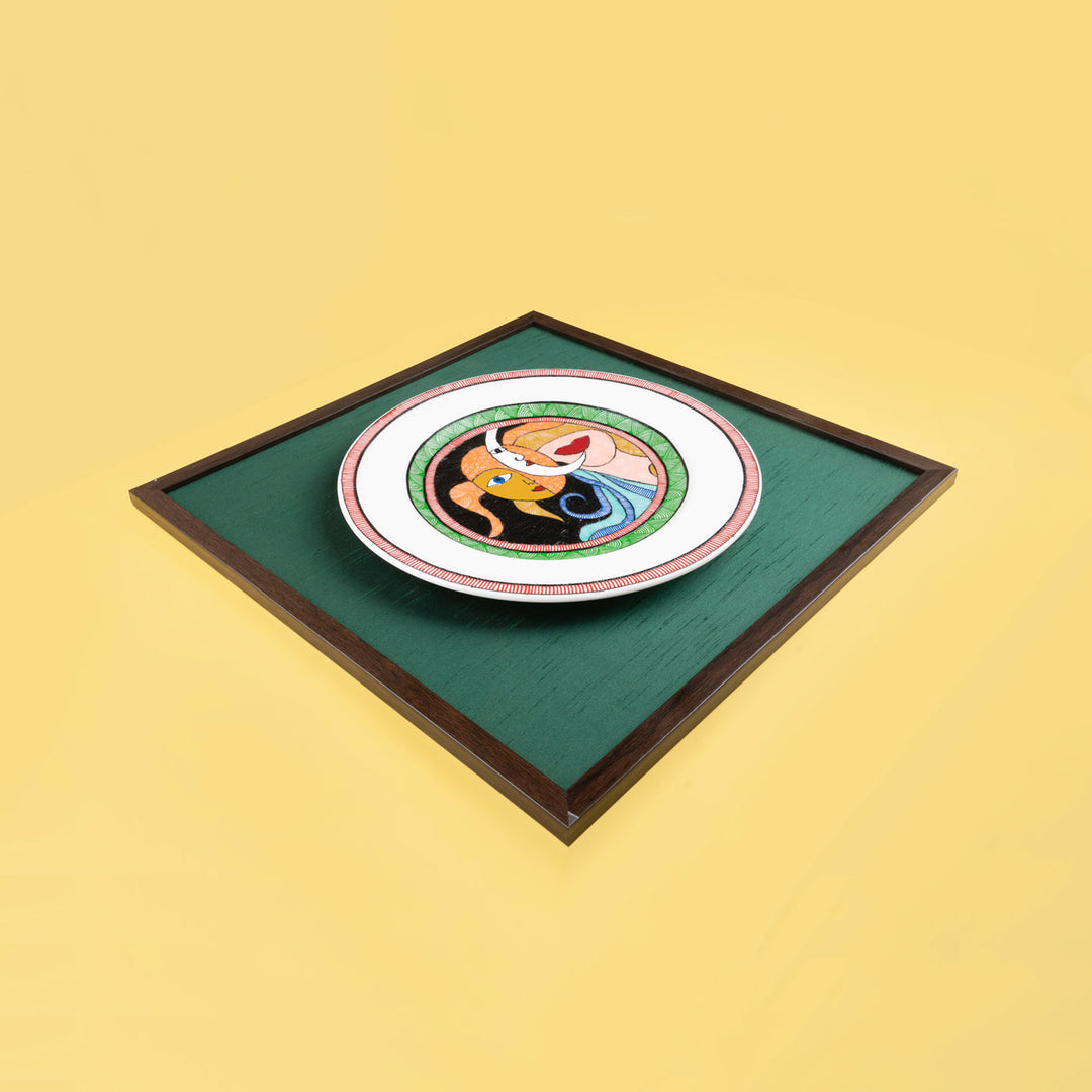 Handpainted Ceramic Wall Plate With Frame