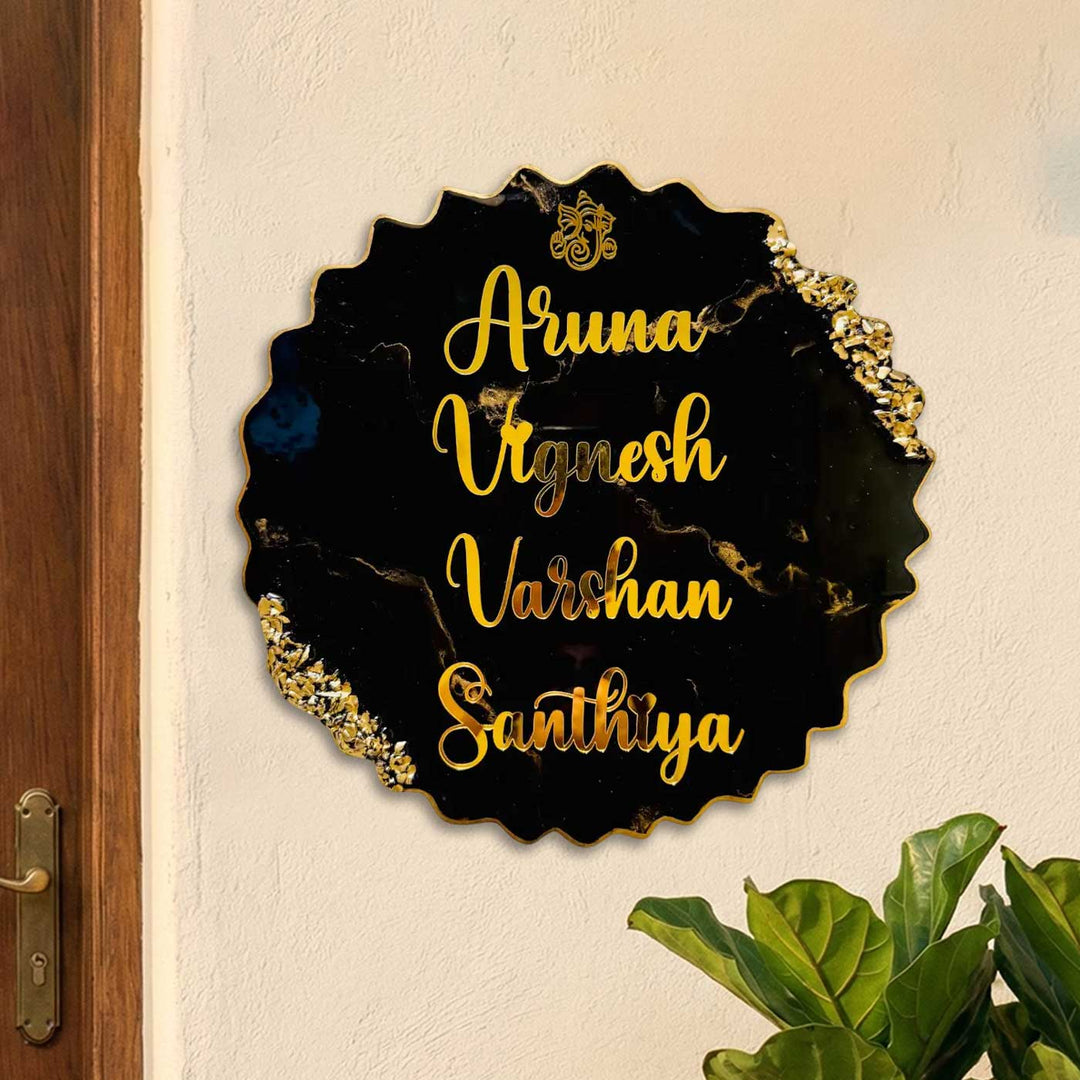 Personalized Round Black Resin Name Plate