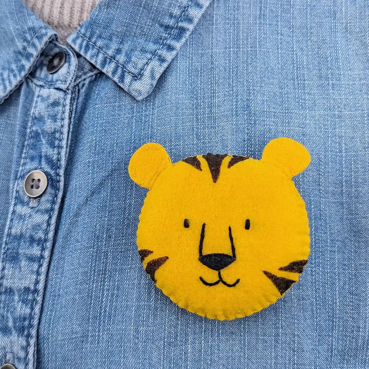 Handmade Lion & Tiger Theme Felt Brooches | Set Of 2