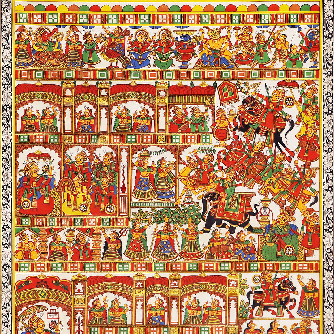 48 X 30 Inch | Story of Pabuji Paper Phad Painting