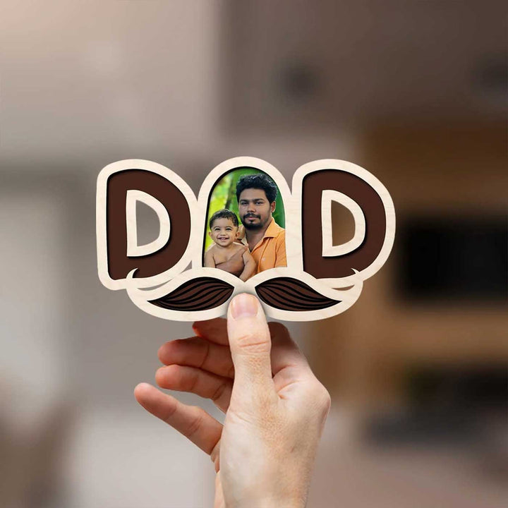 Photo Personalized Printed Fathers Day Theme Wooden Fridge Magnet For Fathers | Set Of 3