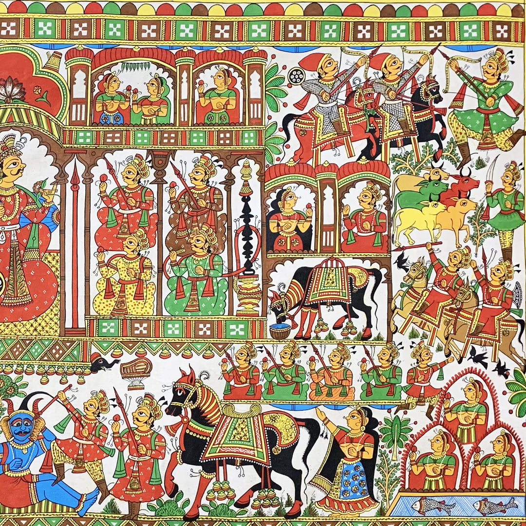 28 X 48 Inch | Story of Pabuji Paper Phad Painting