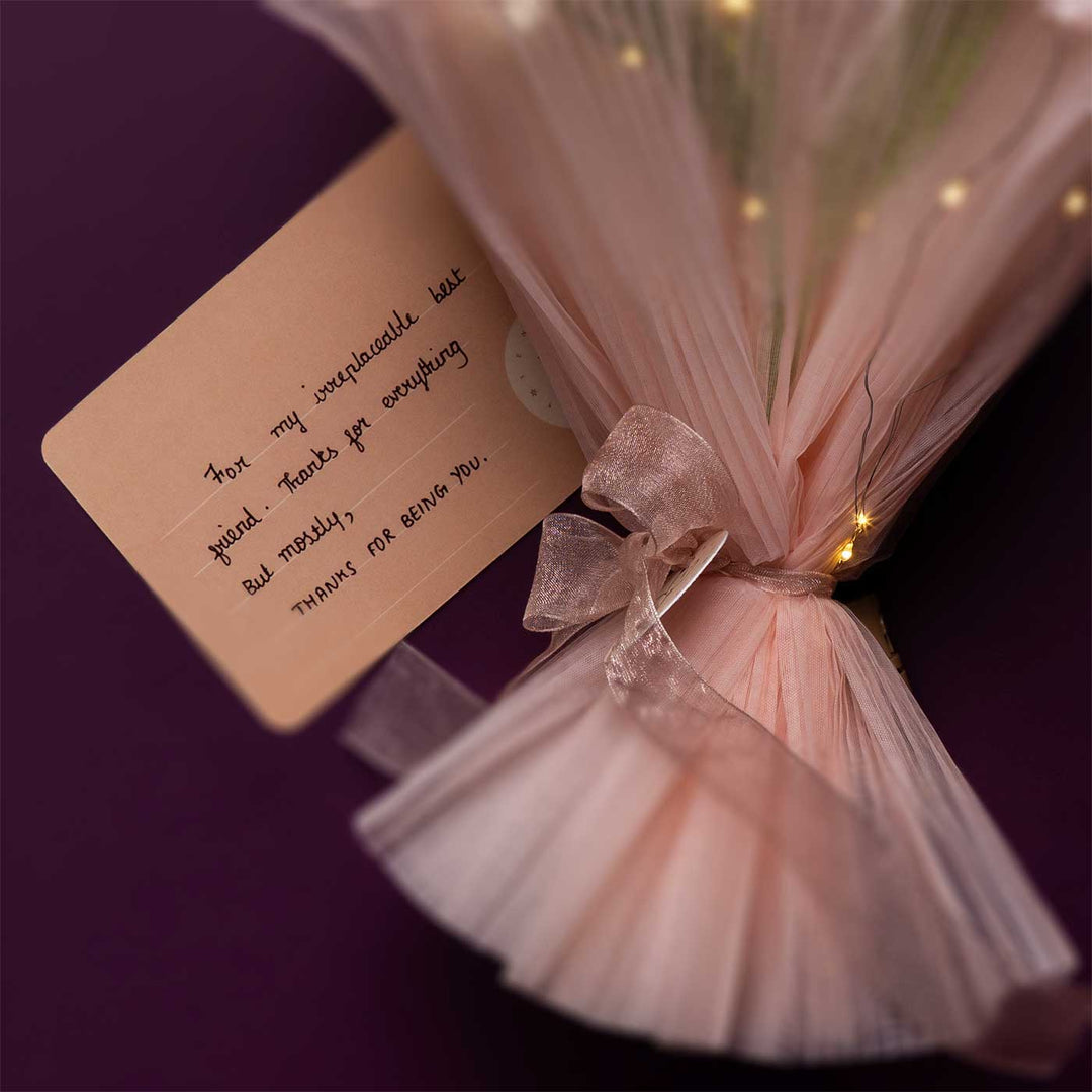 Handmade Crochet Sunflower Bouquet With Lights | Includes Photo & Greeting Card