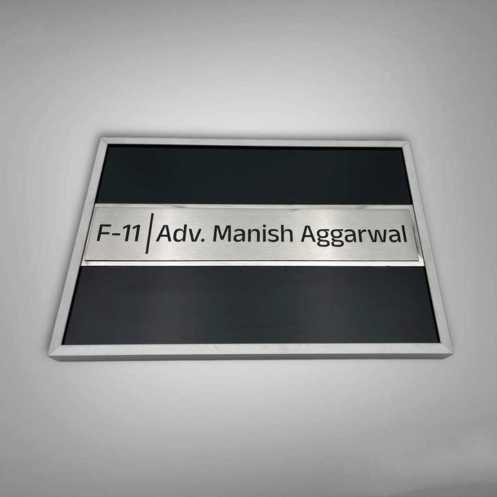 Personalized Engraved Sleek Black & Silver Stainless Steel Name Plate