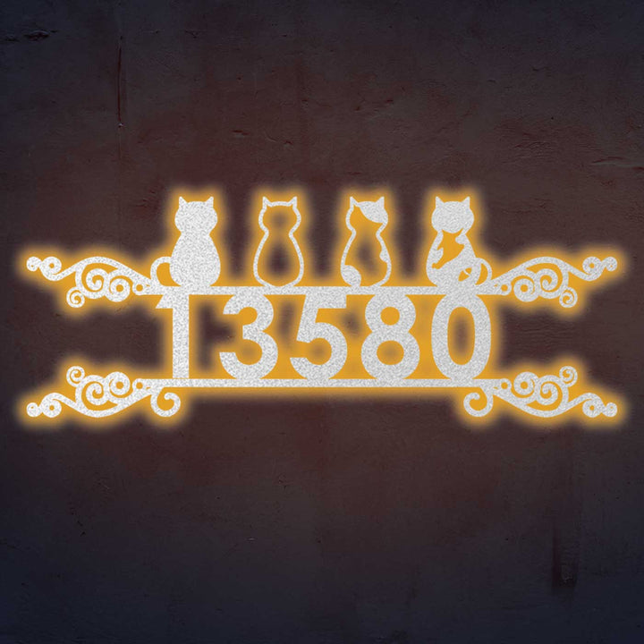 Personalized Laser Cut Cats Theme Steel Name Plate