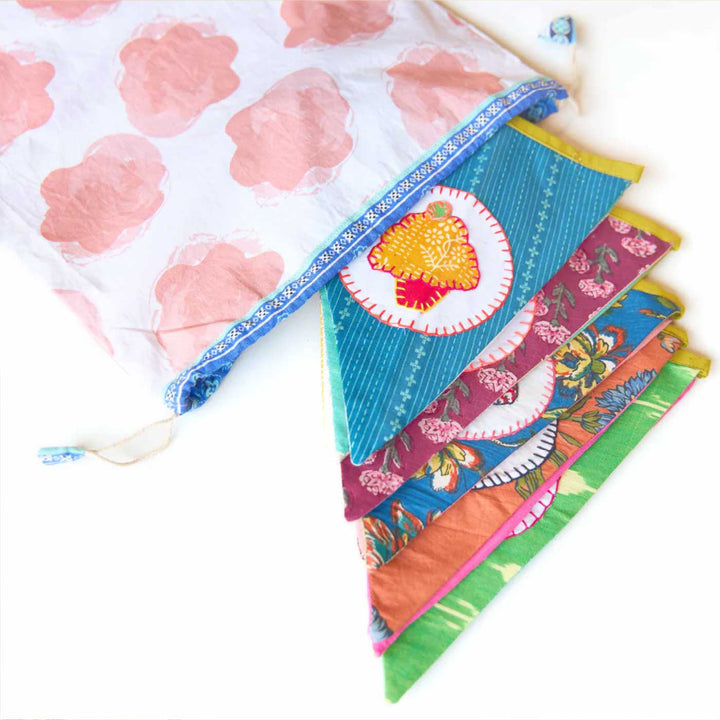 Handmade Multicolored Cupcake Design Upcycled Fabric Bunting