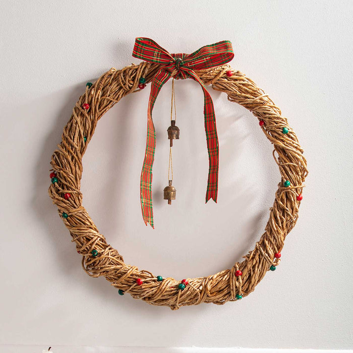 Lightweight Handmade Banana Rope Plaid Boow Bell Wreath