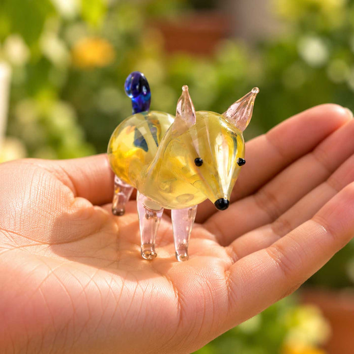 Handmade Blown Glass Squirrel Miniature Figurine For Decor