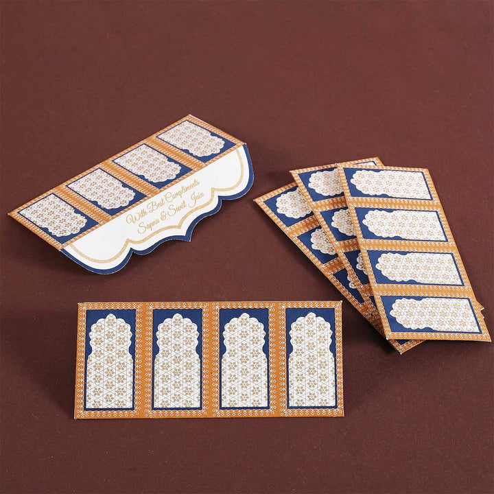 Personalized Handmade Jharokha Blue Paper Envelopes | Set Of 30