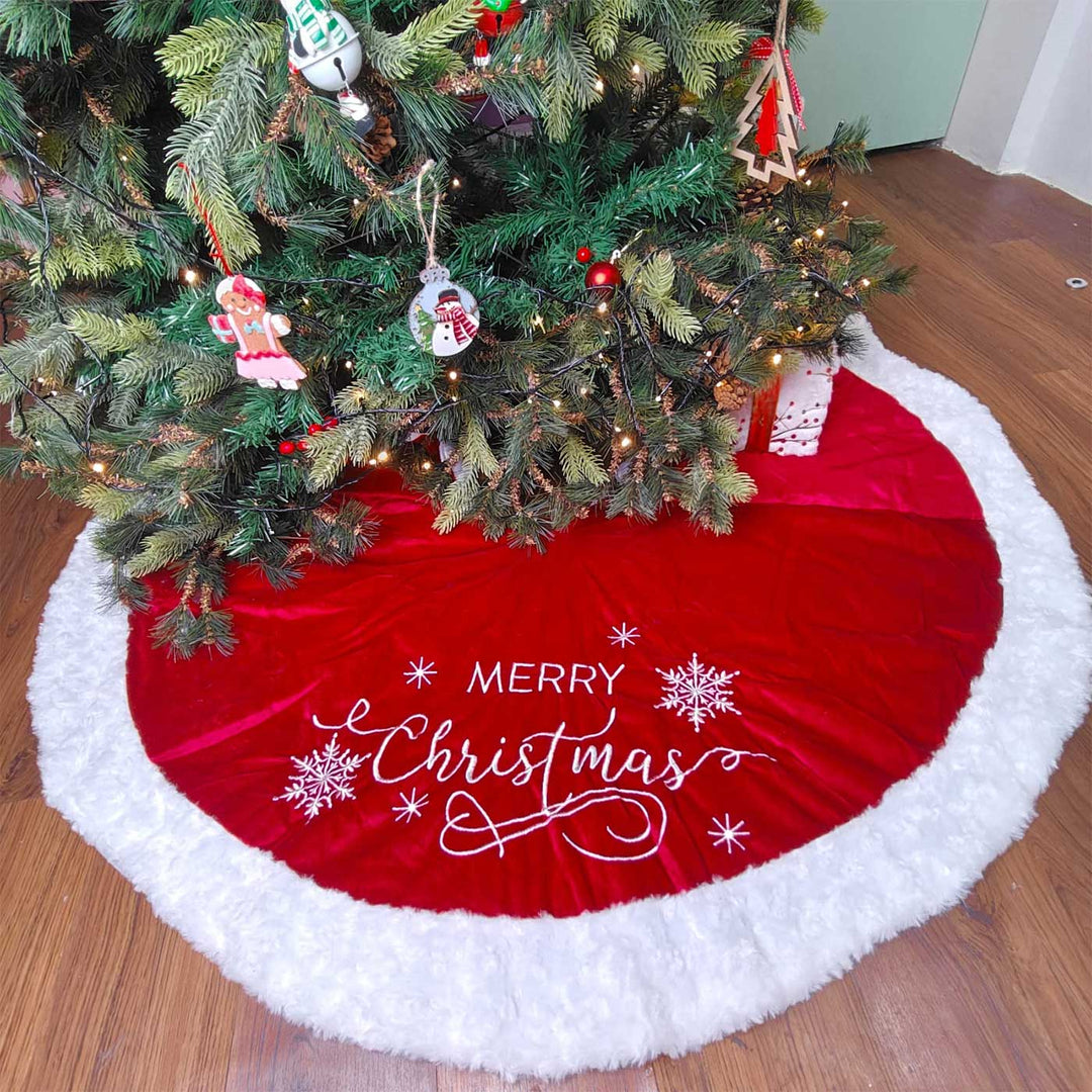 Personalized Handmade Elegant Velvet Fur Tree Skirt | 48 Inches