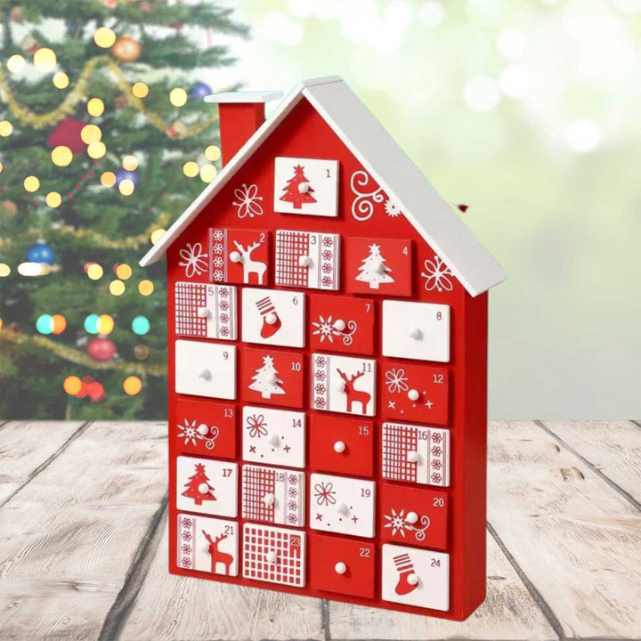 Handmade Wooden Crimson Cottage Advent Calendar