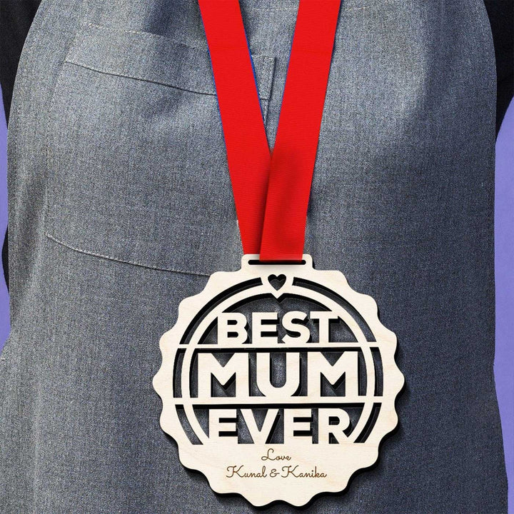Photo Personalized Printed Best Mum Ever Wooden Medal
